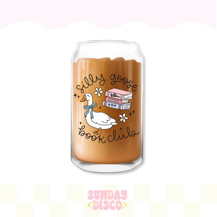 Silly Goose Bookclub Glass Can Cup for wholesale by The Sunday Disco