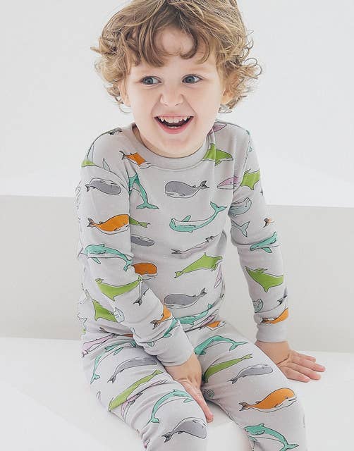Grey Modal Boys Infant Lets Dolphin Long Sleeve PJs Lounge Wear for wholesale on Faire2