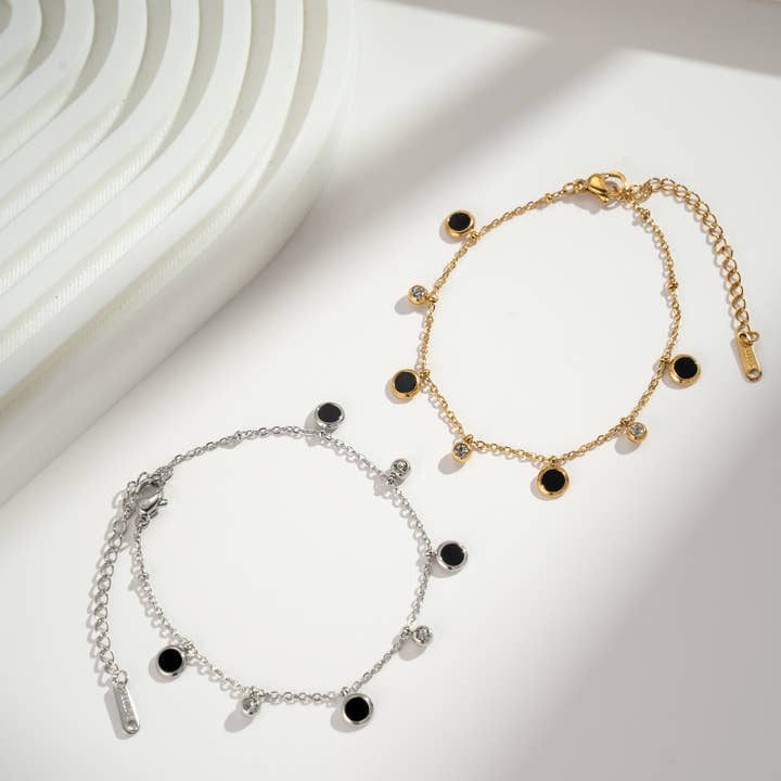 COSMOS – wholesale Charm/dangle bracelet – Black and gold charm bracelet in stainless steel3