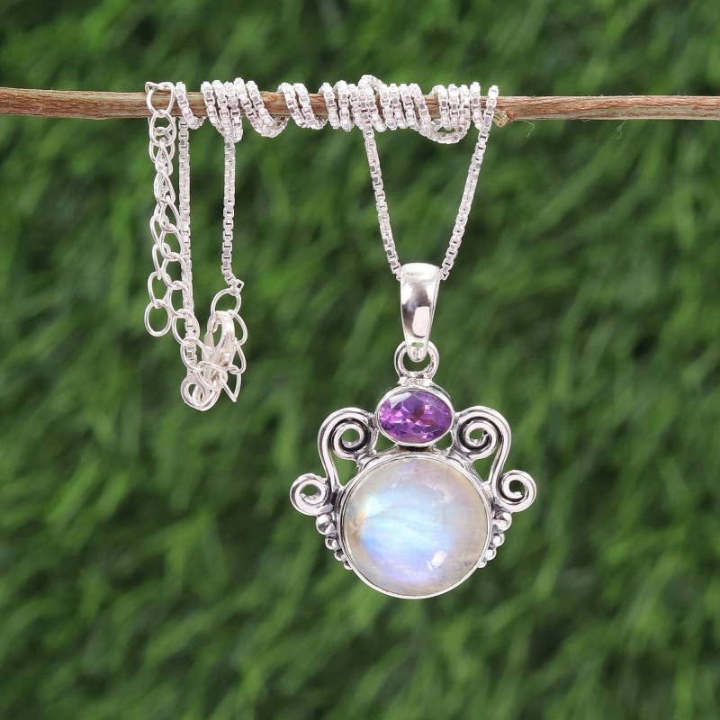 Jay Jools - Wholesale Pendant/Charm Necklace - Rainbow Moonstone Chain Pendant 925 Sterling Silver Jewelry9