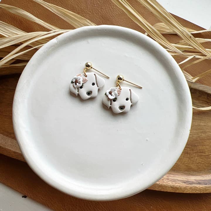 Courage & Calling - Wholesale Dangle Earrings - White Labrador Retriever Dangles1