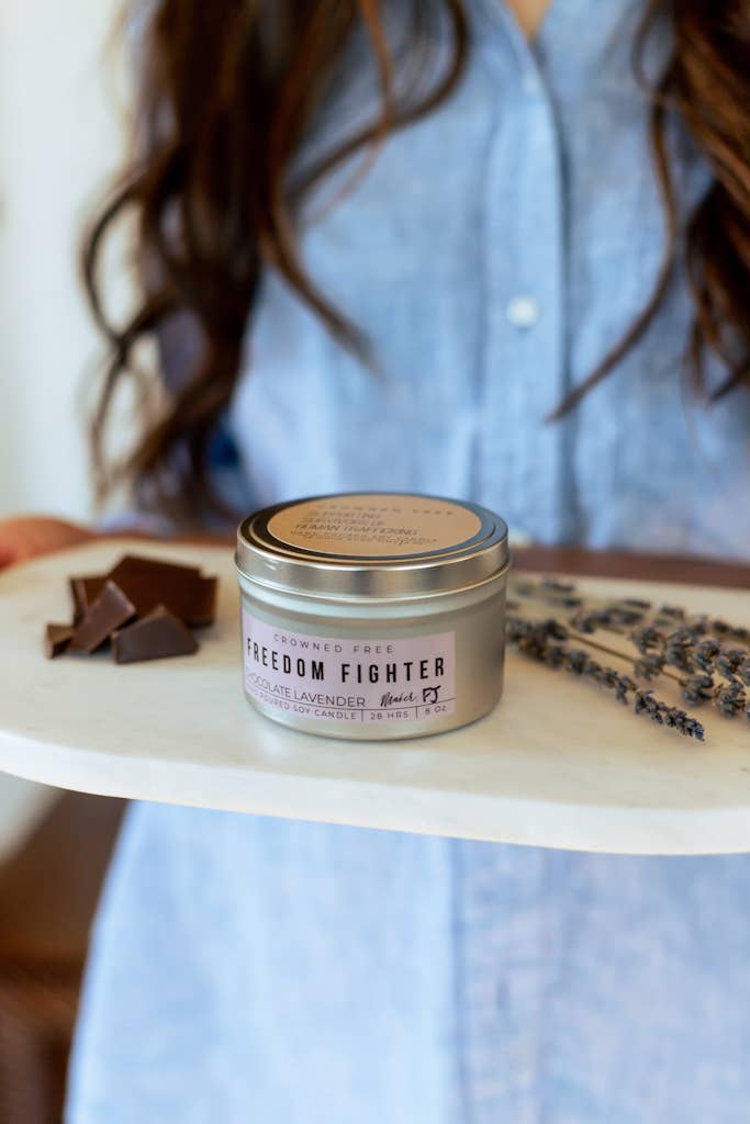 Crowned Free - Wholesale Travel Candles - Freedom Fighter Candle - 8oz - Made by Survivors4