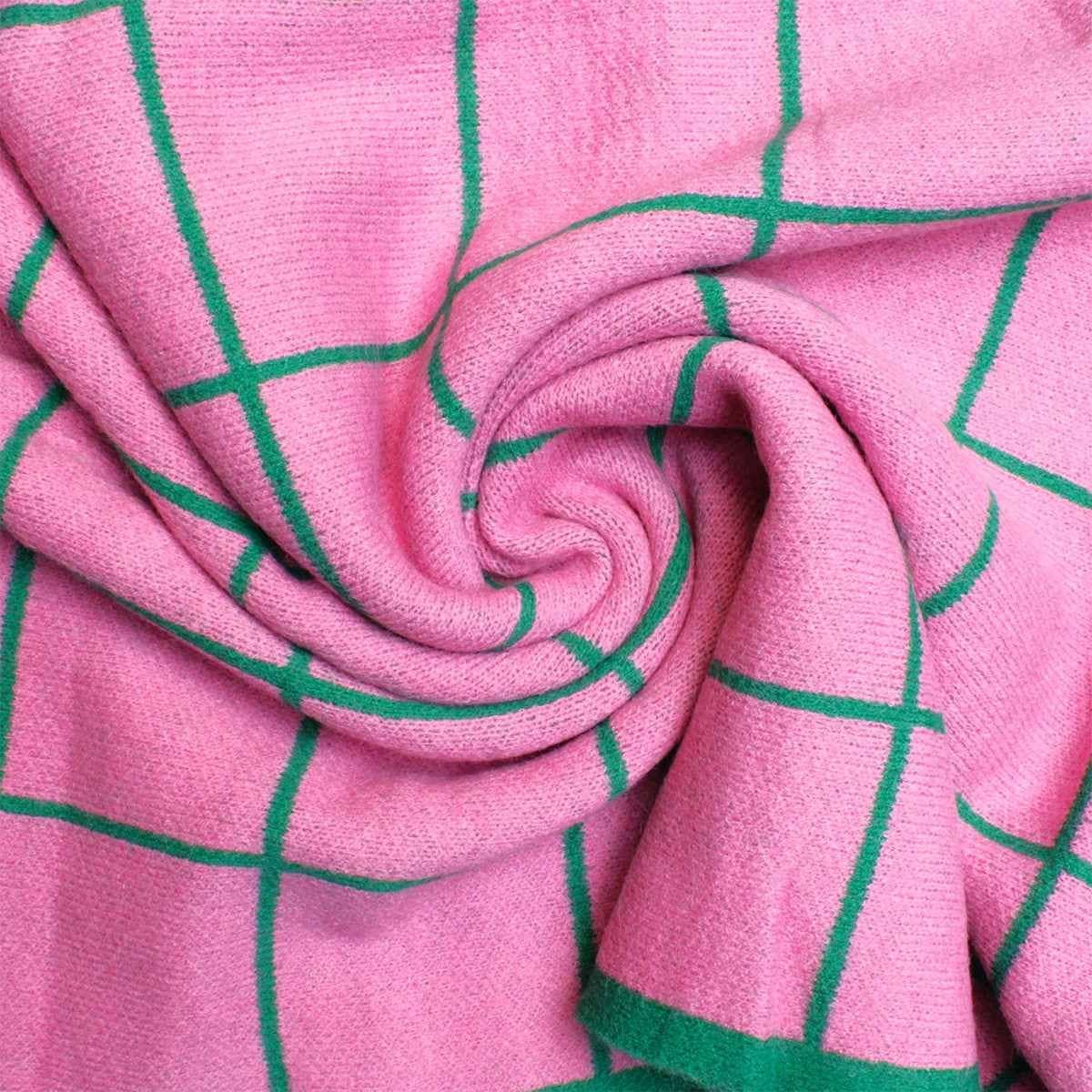 Rose et Vert Poncho en tricot à carreaux rose et vert de la sororité AKA en vente sur Faire3