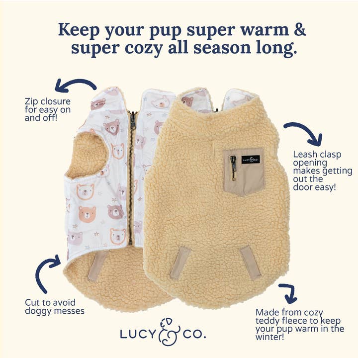 Lucy & Co. – Engroshandel Vest - Hund – Uudholdeligt sød vendbar teddyvest4