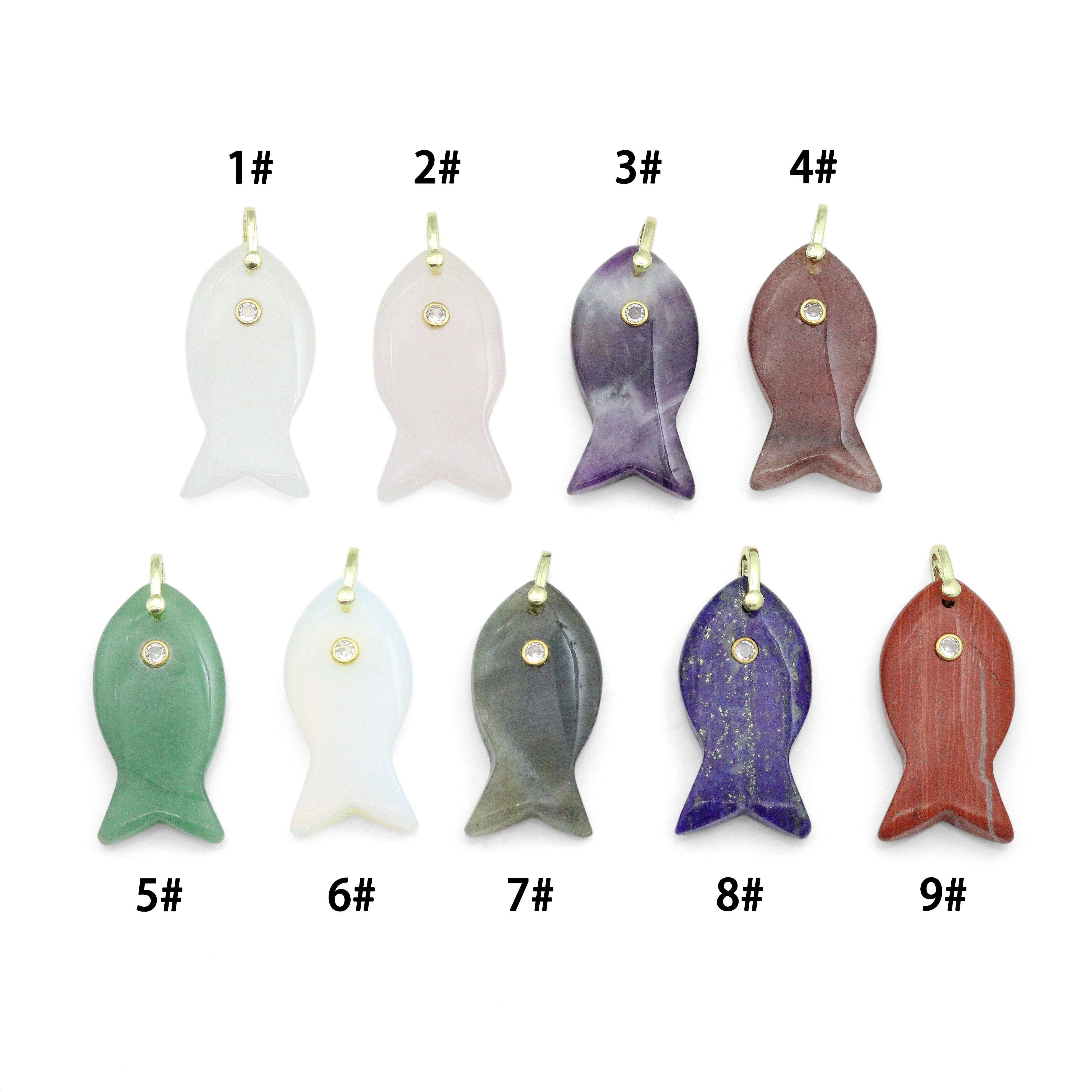 BestBeads&Beyond - Wholesale Individual Charm/Pendant - Naturul Gemstone Fish Charm Pendant, Sku#LY310