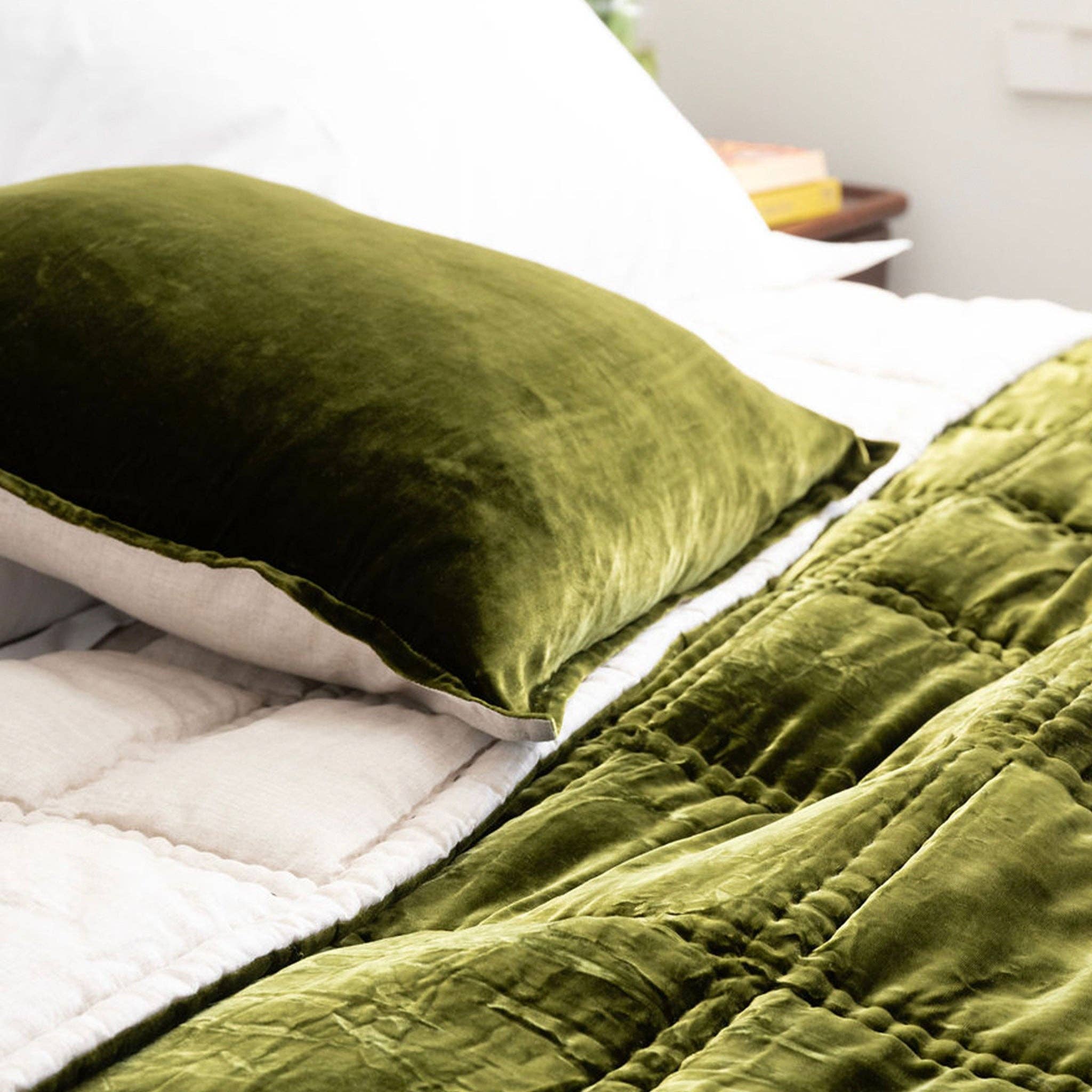 Olive Silk Velvet Cushion for wholesale on Faire1