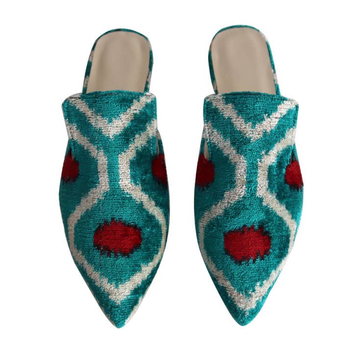 Silk Velvet Ikat Slippers 009 for wholesale by MIASETA