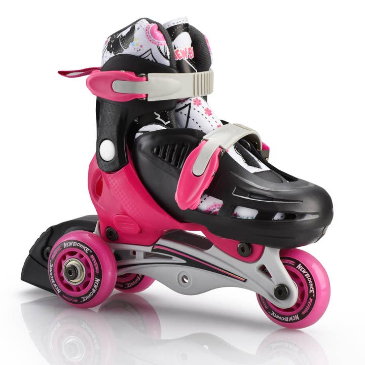New Bounce - Wholesale Sporting Accessories - Adjustable Inline Roller/Tri Skates - Size J8-J11 - Pink