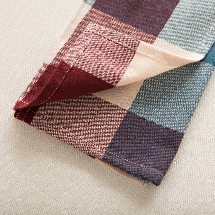 Mahe Homeware - Wholesale Dinner & cloth napkin - Check Woven Cotton Napkin Multicolor Blue Aubergine 45X451