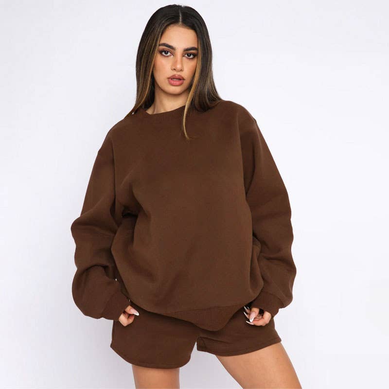Masyal – wholesale Lounge set – Women's – Spring and Autumn Long Sleeve Sweatshirt Women's Shorts Set16