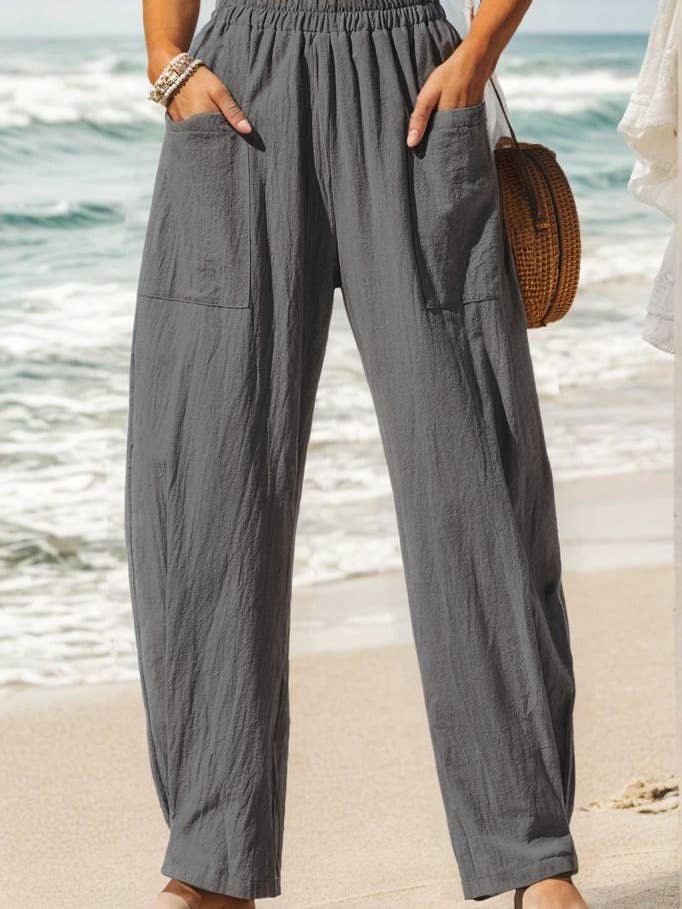 Lily Clothing - Wholesale Pants - Women's - COTTON AND LINEN HOLIDAY STRETCH WAIST OVERALLS21