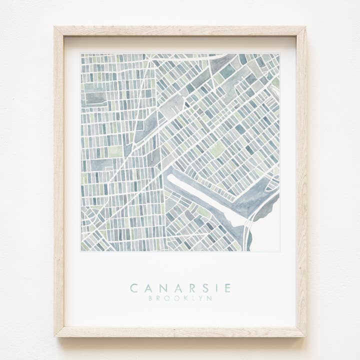 Canarsie Brooklyn New York Watercolor Map ART PRINT for wholesale by Turn-of-the-Centuries