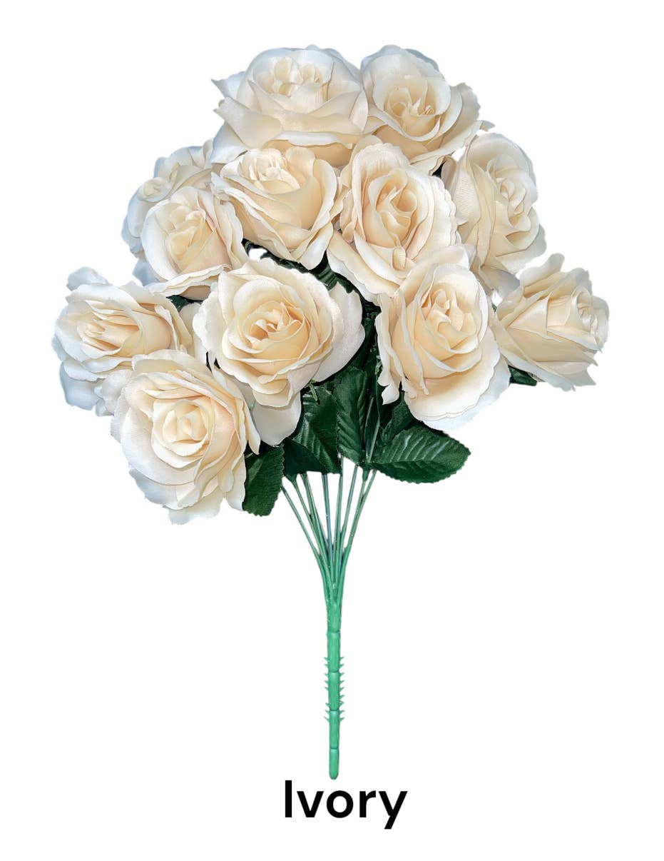 Thompson Wholesale - Wholesale Artificial Flowers - Color Fast Lillian Open Rose Bush (30 PK)20