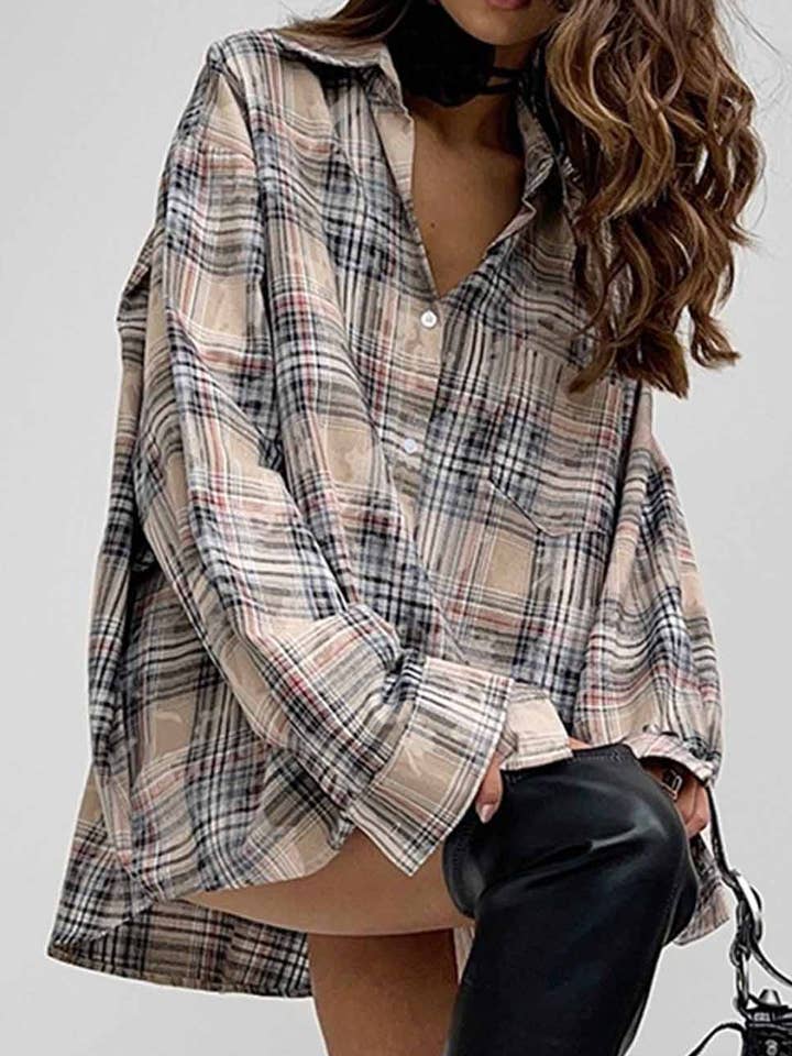 Vintage Plaid Long Sleeve Loose Shirt DP25E558 and other Purchase Wholesale oversized flannel. Free Returns & Net 60 Terms on Faire trending on Faire.