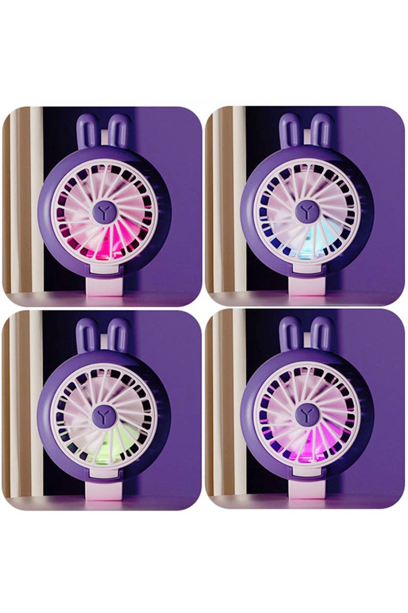 Cap Zone – Engroshandel Elektrisk håndholdt ventilator – Bunny Ear LED-lys Elektrisk ventilator Slap-armbåndsur3