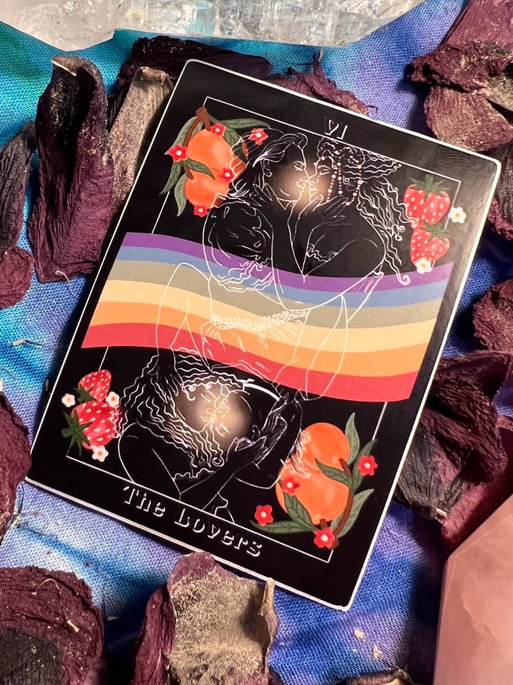 "The Lovers" Sapphic Tarot Vinyl Sticker for wholesale by Autumn Eve's Art