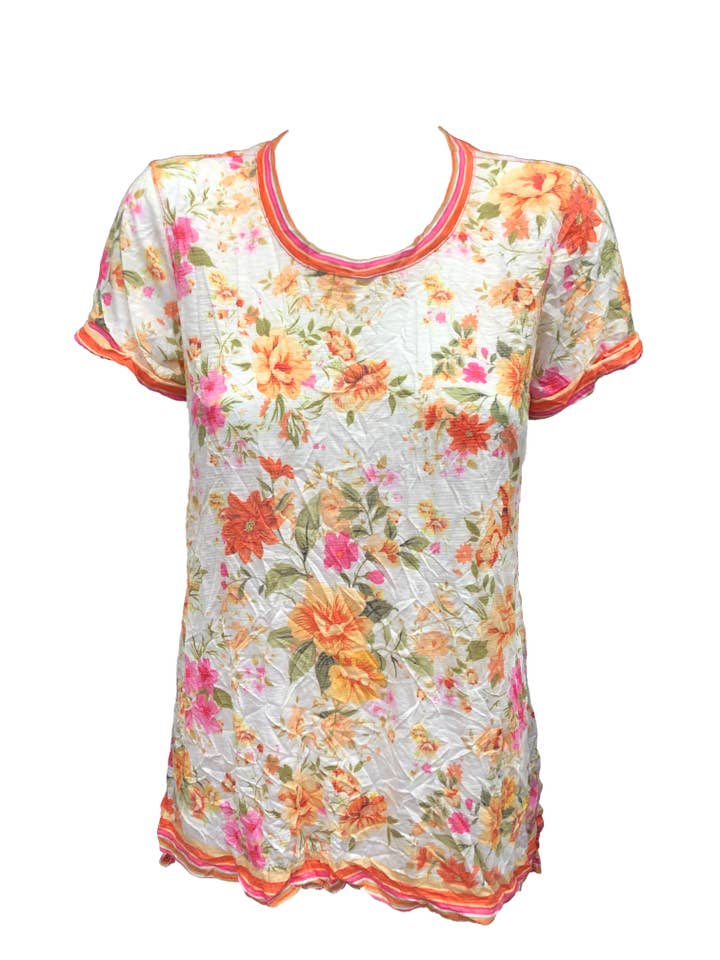 JERSEY CREW NECK WITH SLEEVE CUFF - FLORAL 8645 for wholesale by David Cline