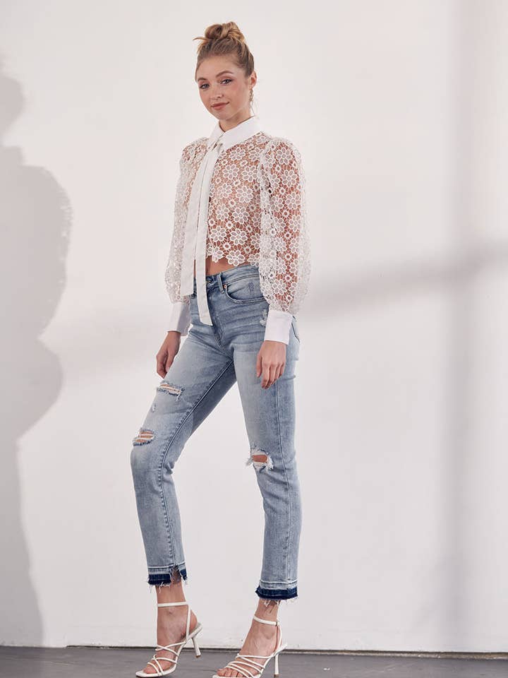 ARTEMIS VINTAGE - Wholesale Jeans - Women's - HIGH RISE STRETCH ANKLE STRAIGHT WITH DISTRESSED JEANS