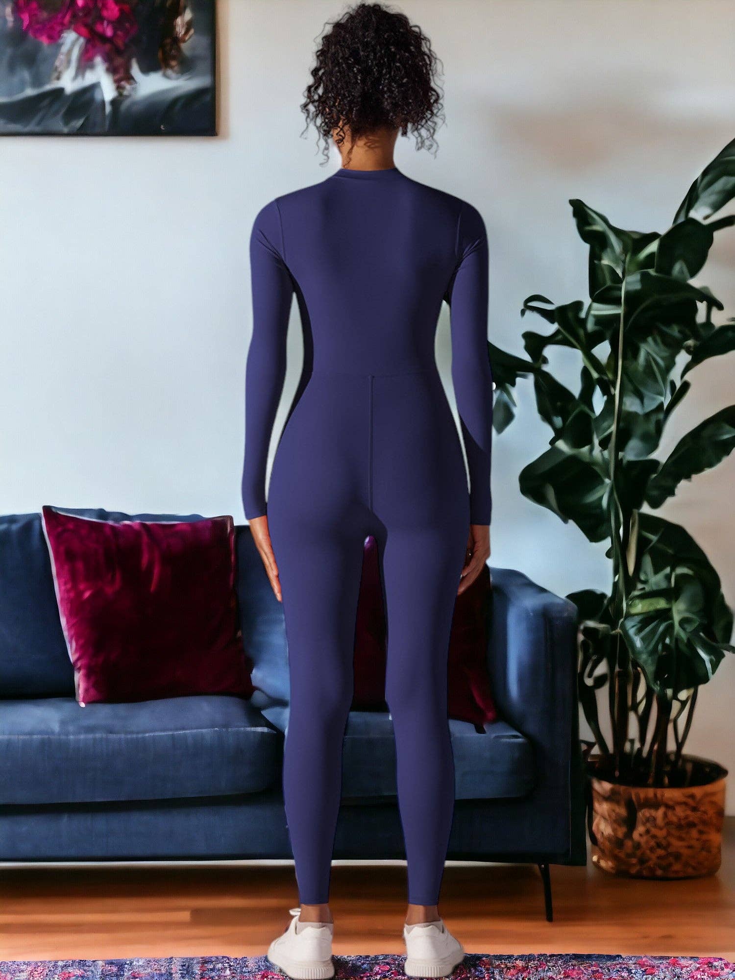 Active by Anna-Kaci - Wholesale Unitard - Women's - Long Sleeved Half-Zip One Piece Yoga Jumpsuit14