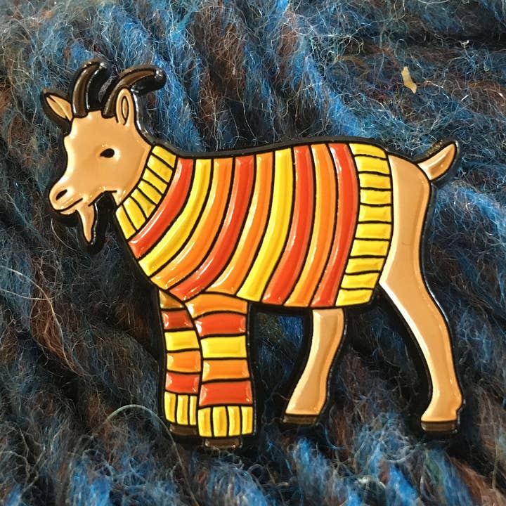 Goat Sweater Enamel Pin for wholesale by Green Bird Press
