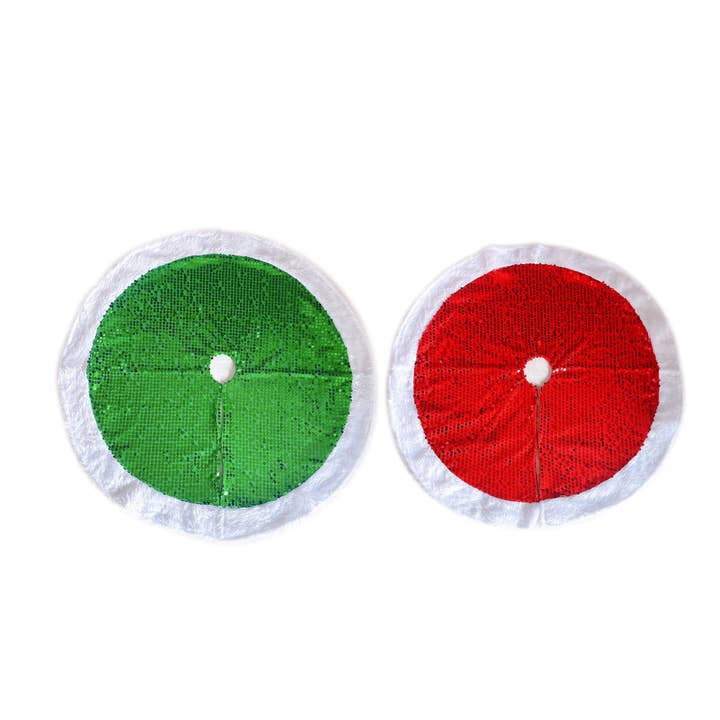 40 INCH SEQUIN TREE SKIRT WITHWHITE FU for wholesale by Country Silk