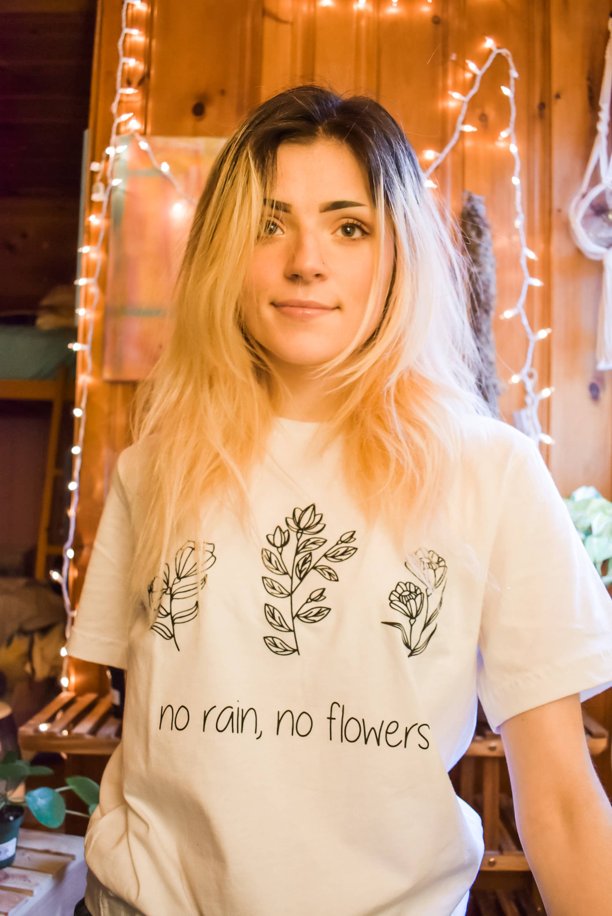 The Funnel Cake Tree - Wholesale Screen Printed T-Shirt - Women's - No Rain No Flowers Graphic Tee0