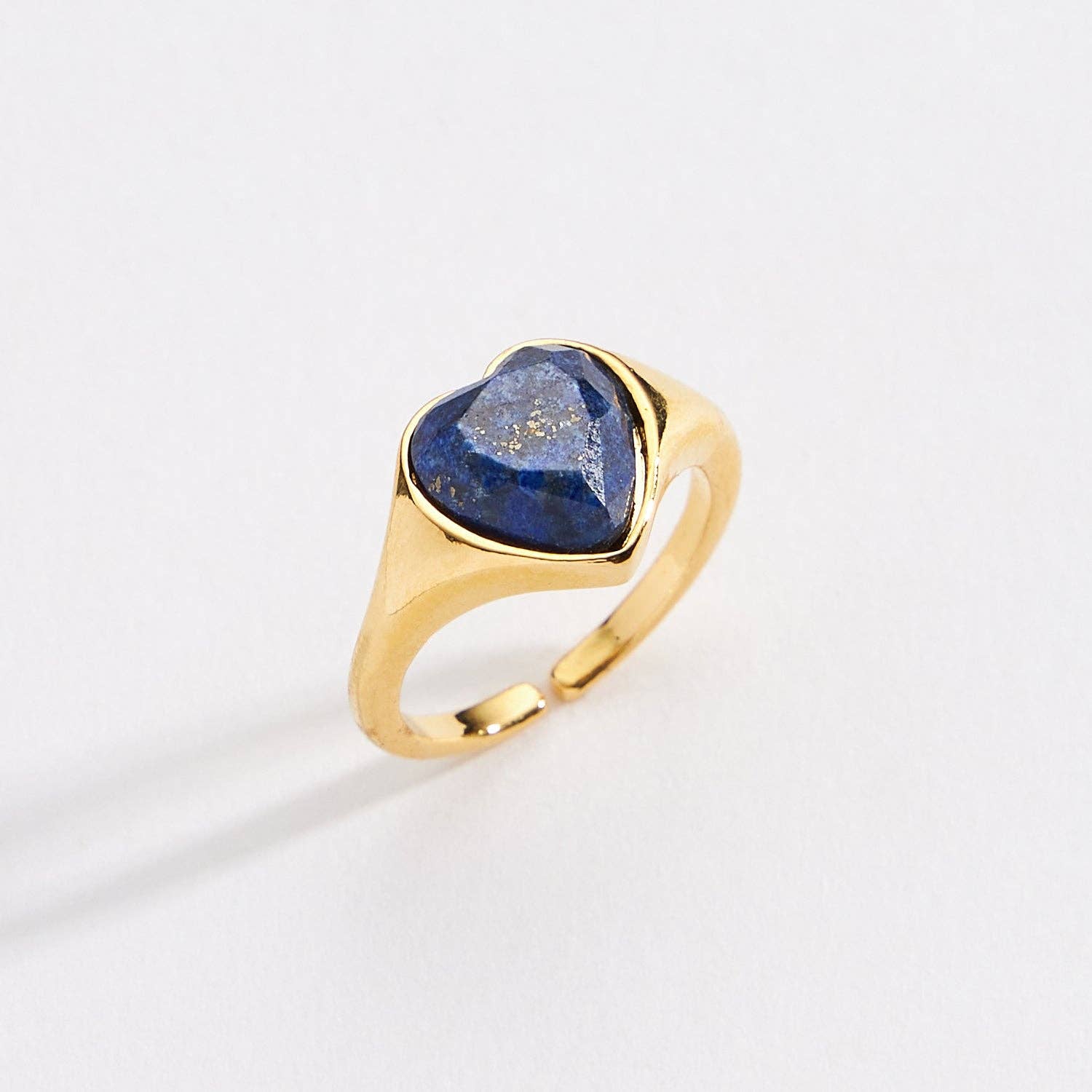 Frem - Wholesale Cocktail/Statement Ring - Gold Heart Natural Stone Adjustable Ring1