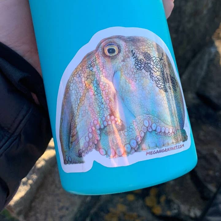 Megan Gray Art - Wholesale Sticker - Tattooed Octopus Sticker1