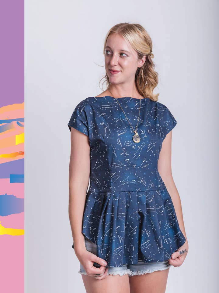 Starry Night peplum skjorta för wholesale av Art by Physicist