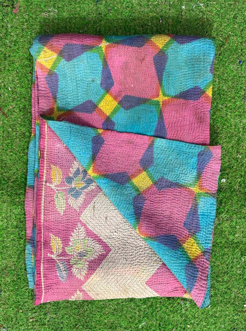 bhavnas boutique - Wholesale Quilt - Woven Whimsy Cotton Fabric kantha Stitch Quilt, Blanket, 9