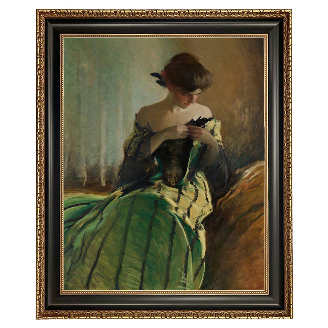 Madison Bay Co. - Historical Home Decor Reproductions - Vendita all'ingrosso Stampa artistica - Stampa su Tela Vintage di Donna in Abito Nero e Verde32