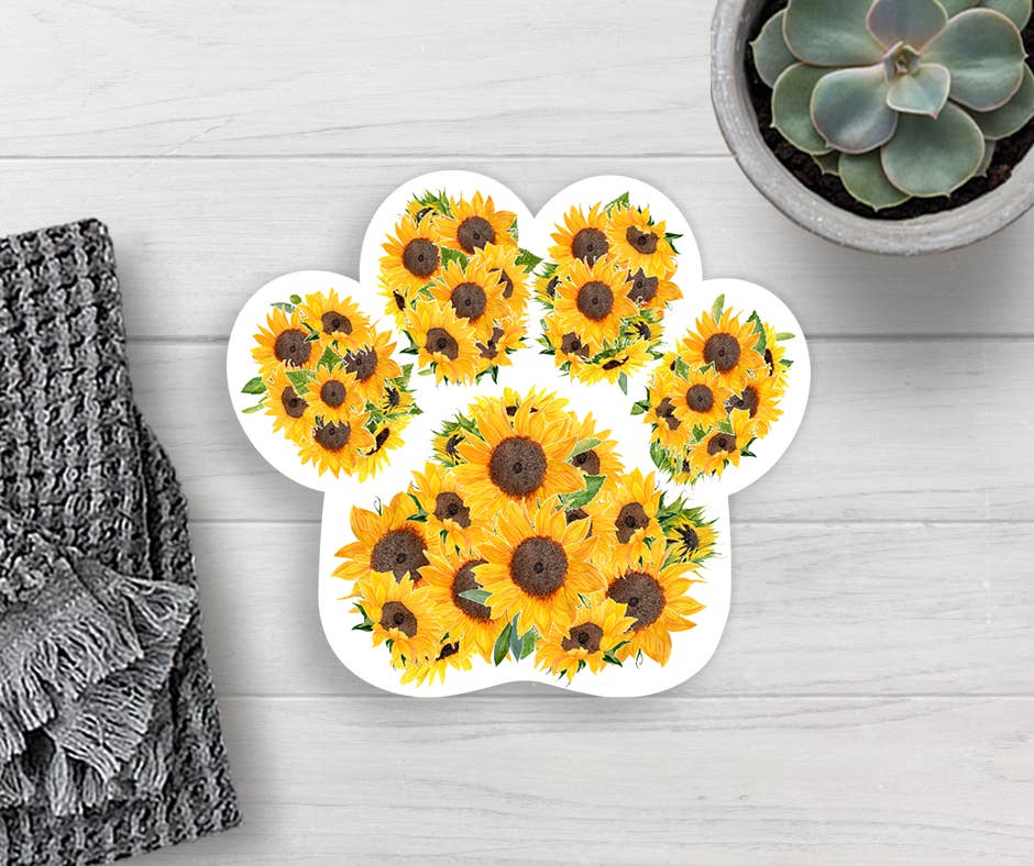 Expression Design Co - Wholesale Sticker - Sunflower Paw Print Vinyl Sticker