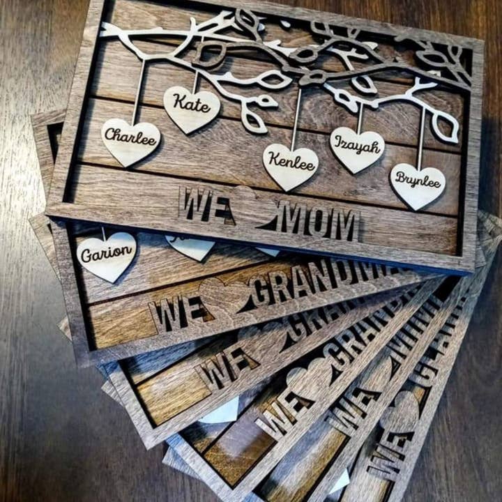 Mankin Laserworks – wholesale Sign – Wooden Layered Family Tree Personalized with Names2