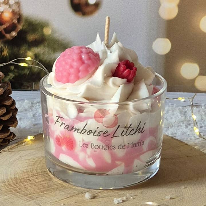 Gourmet Raspberry Lychee Candle 200g for wholesale by Les bougies de Mam's