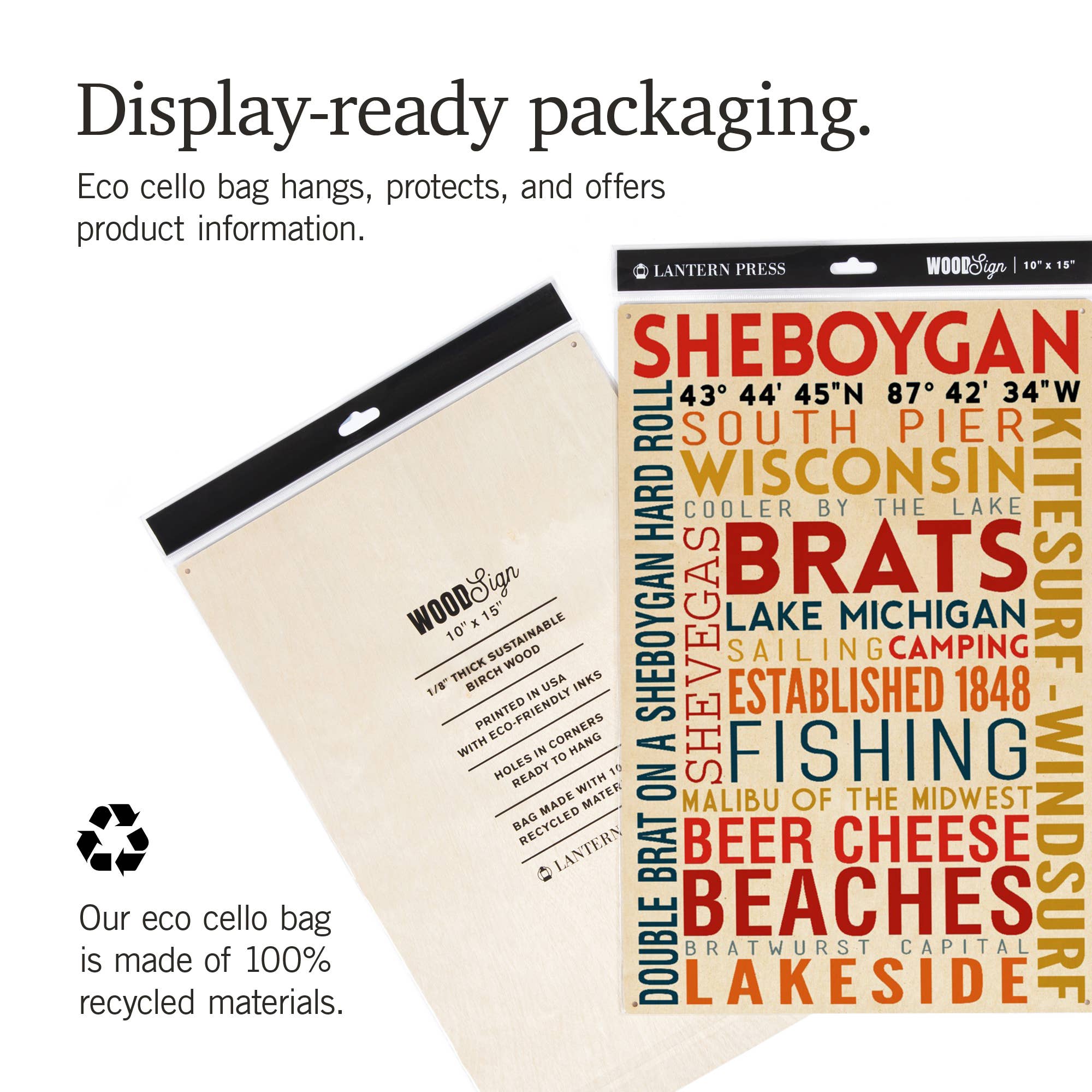 Lantern Press - Wholesale Wood Wall Art - WOOD SIGN ART Sheboygan, Wisconsin, Typography 28