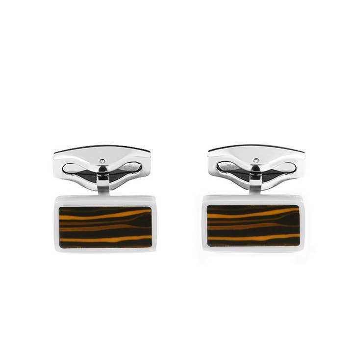 AMORINO SRL - Wholesale Cufflinks - MEN'S RECTANGULAR CUFFLINKS WITH STONE - RD241112B58X2