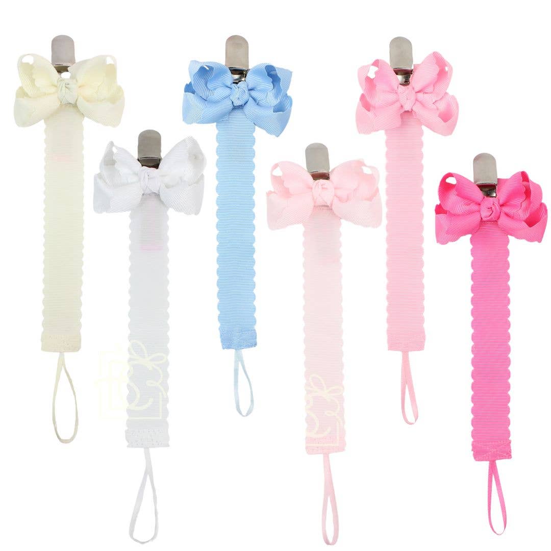 Beyond Creations, LLC - Wholesale Pacifier Clip - Baby - Scalloped Grosgrain Pacifier Clip w/ Detachable Bow9