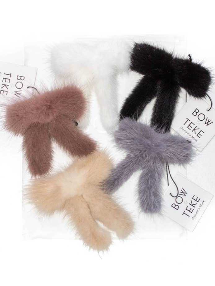 Clip Nœud en vison Blanc pour la vente par Bow&Teke