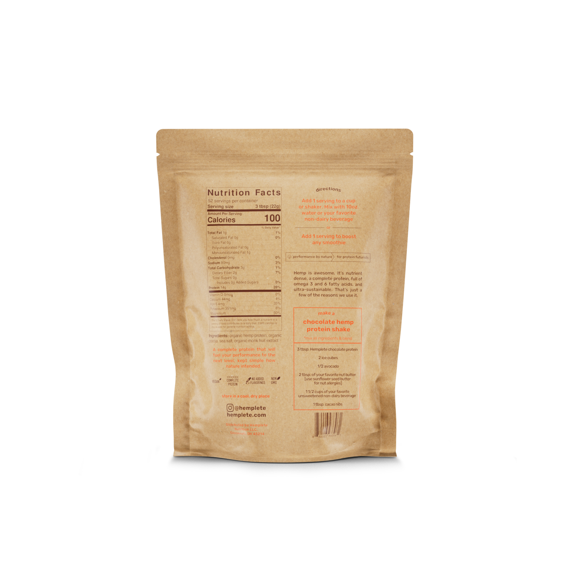 HEMPLETE - Wholesale Protein/Superfood Powder - Organic Chocolate Hemp Pure Sweet Protein/Superfood Powder1