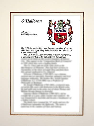 O'Halloran for wholesale by Family Histories