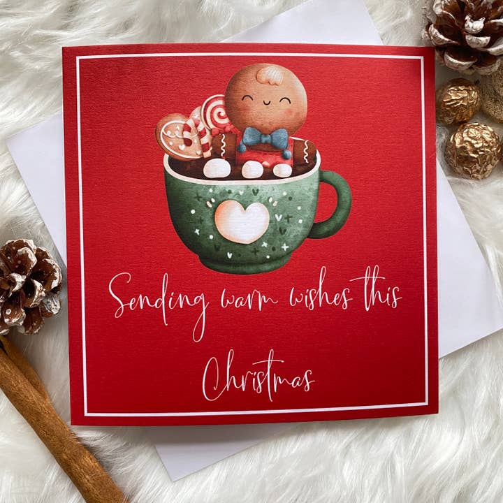 Sending warm wishes this Christmas Card for wholesale by CraftyAniShop