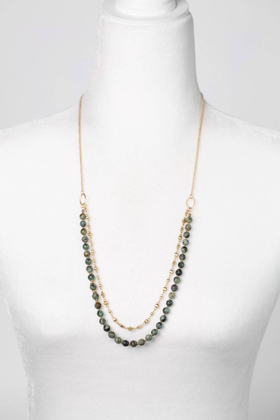 Anne Vaughan Designs Jewelry - Wholesale Beaded/Pearl Necklace - Tranquil Gardens 26-28" Simple African Turquoise Layer Necklace1