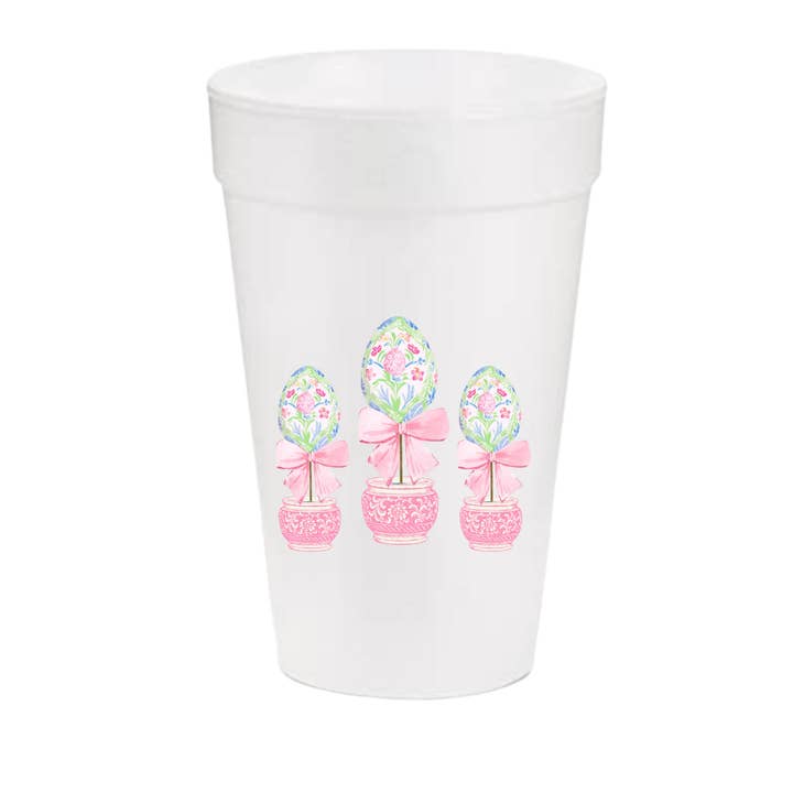 Floral Egg Topiary Styrofoam Cup | Set of 10, 20 oz for wholesale by Busy Bee Gift