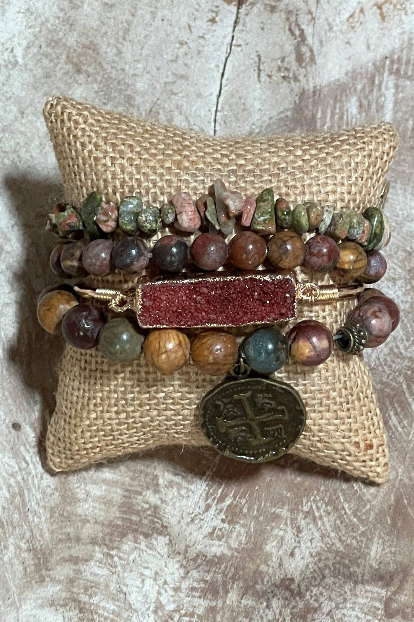 Dylan Designs - Wholesale Beaded Bracelet - Amber Bracelet Set Unakite2