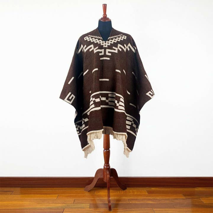 ECUALAMA - Wholesale Poncho - Kids - Kids Clint Eastwood Poncho cowboy Serape replica handmade of Alpaca wool Unisex - brown4