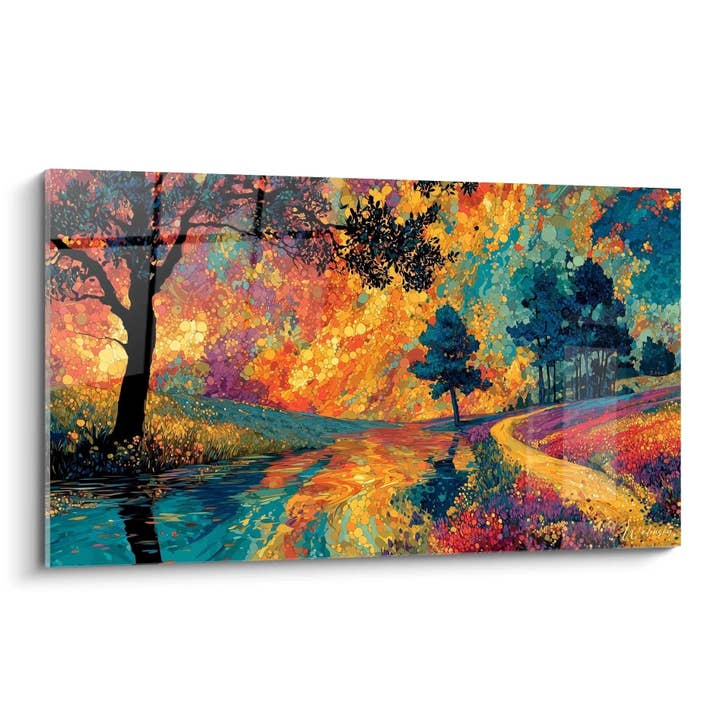 Herfstlandschap Schilderij Magie Kleurenkunstenaar - pointillisme editie voor wholesale door Walensky