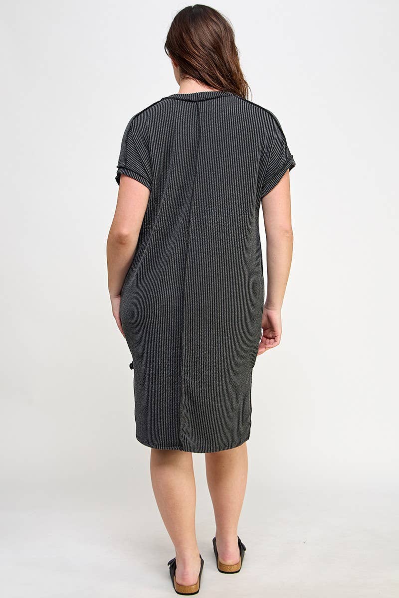 Haute Fox Plus Size & Contemporary – Engroshandel Kjole - Dame – Ribbet midi tee kjole i store størrelser JK18643-D1