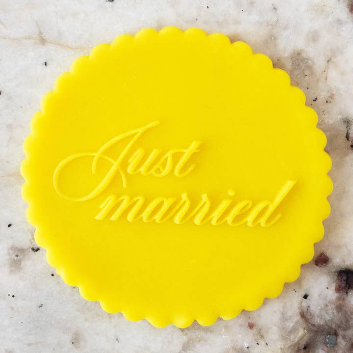 Just Married POPup Embosser Cookie Biscuit Stamp for wholesale by Cut Bake Stamp