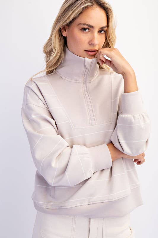 Sunday Morning - Vente Sweat-shirt – femme - T7299PL37 PULL À COL MONTANT À RAYURES ET FERMETURE ÉCLAIR DE GRANDE TAILLE 27