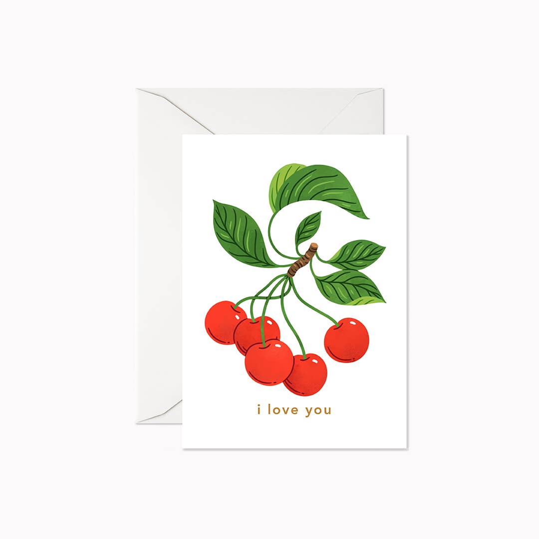 Linden Paper Co. - Wholesale Love Card - I Love you Cherries | Mini Card